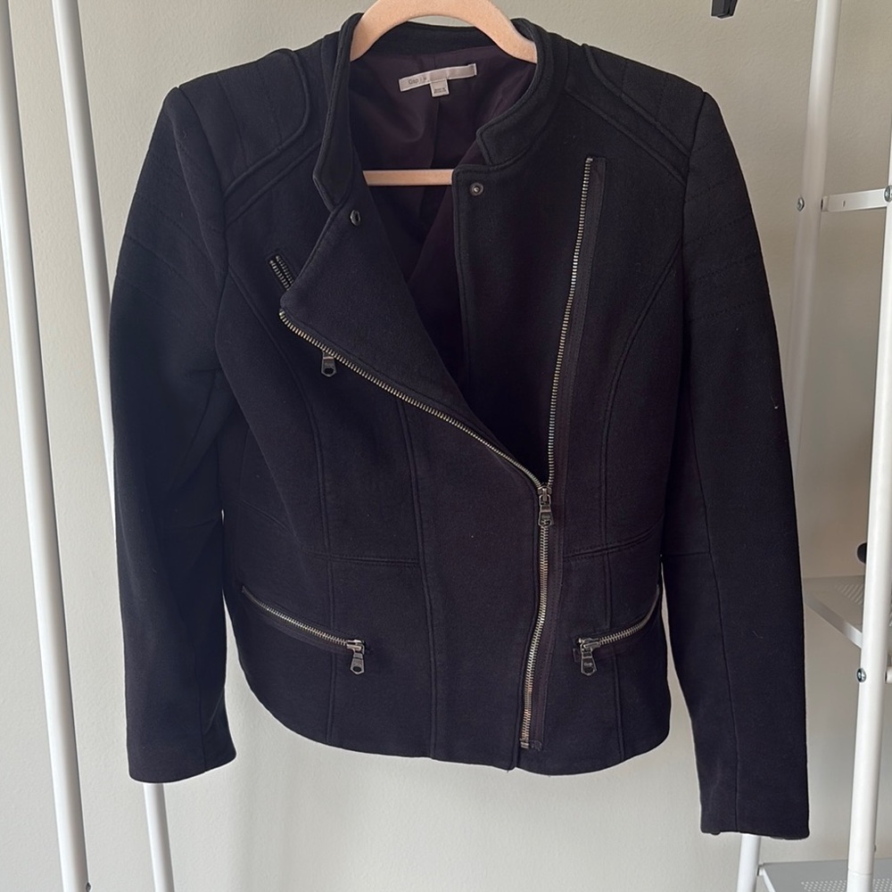 GAP Black Cotton Moto Jacket Asymmetrical
